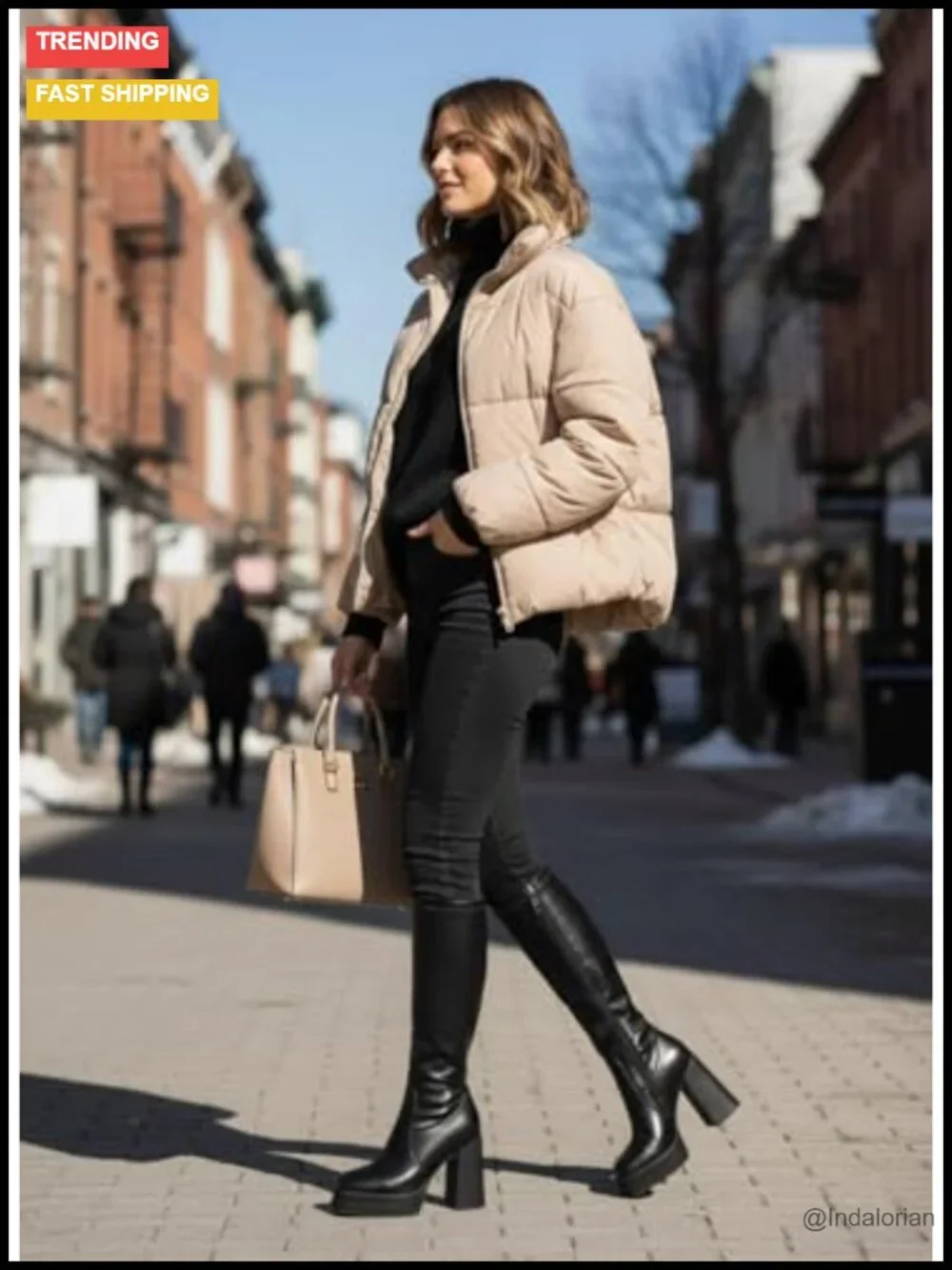 Women's Knee High Boots - Round Toe Chunky Heel Tall Boots, Faux Leather